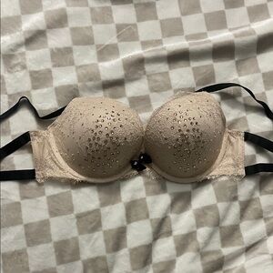 Victoria's Secret Lace Studded Bra - Cream and Black